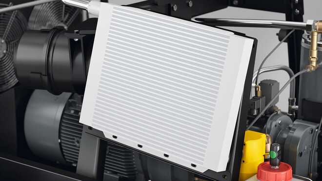 Trykkluftetterkjøler montert som standard i de transportable MOBILAIR-kompressorene fra KAESER KOMPRESSORER.