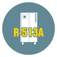 Kaeser Kompressoren bruker kjølemiddelet R-513A i sine kjøletørkerne.