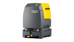 i.Comp 9 Tower T med innebygde trykkluftbeholdere og kjøletørker med opptil 570 l/min.