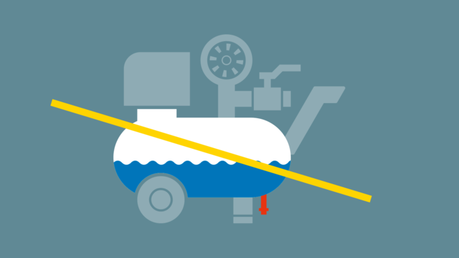 Kondensatet som oppstår i kompressoren fordampes ved hjelp av en ny teknologi.